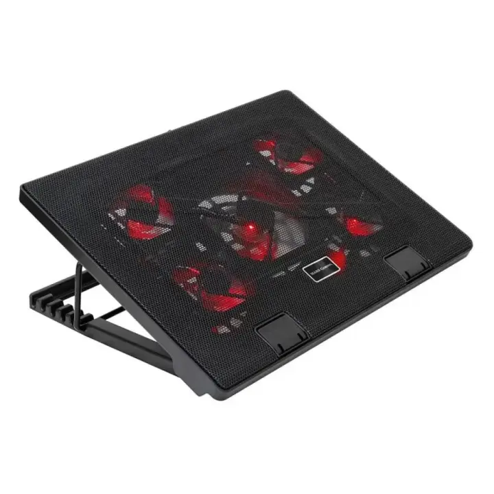 Mars Gaming - Base refrigeradora para portátil MNBC2 con 5 ventiladores ultrasilenciosos, flujo de aire UA5 y iluminación LED roja, hasta 17.3 pulgadas - 1