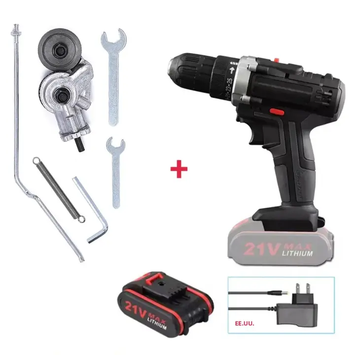 Taladro Eléctrico Mejorado Con Corte De Metal Doble Cabeza Nibbler Para Corte De Hierro Fundido Aluminio Y Placa De Acero Incluye Fixador De Corte - 1