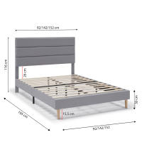 Estructura de Cama tapizada Aroma de 30 cm,135-140x190 cm, color Gris claro VS Venta-Stock - details 0