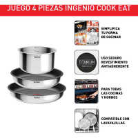 Conjunto de 4 piezas Ingenio Cook Eat Tefal - Sartenes Antiadherentes con Mango Extraíble, Aptas para Horno y Inducción - details 1