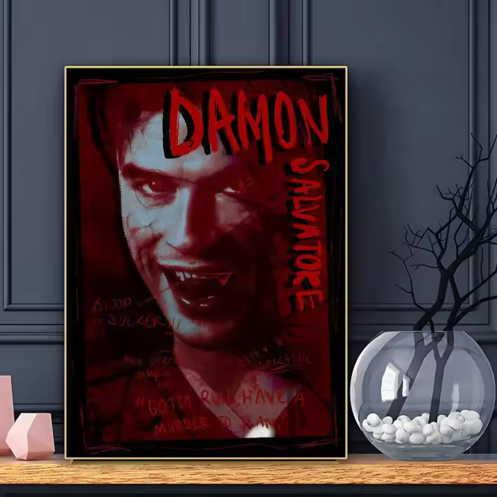 Póster Adhesivo Damon Salvatore the Vampire Diaries Arte De Pared Impermeable Para Decoración De Habitación Bar Moderno - 1