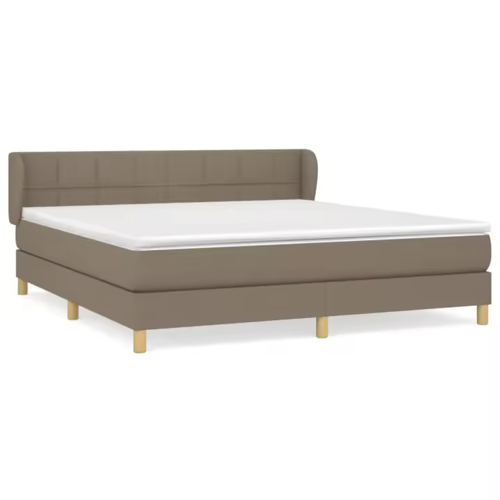 vidaXL Cama box spring con colchón tela gris taupe 160x200 cm - 1