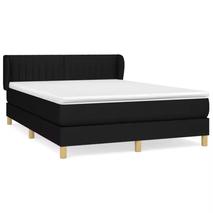 vidaXL Cama box spring con colchón tela negro 140x200 cm - 1