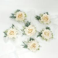 Set De Corsés Y Boutonnieres De Rosas Para Boda 1/6PCS Accesorios Florales Para Novia Llorona Novia Bridesmaid Hombre - details 1