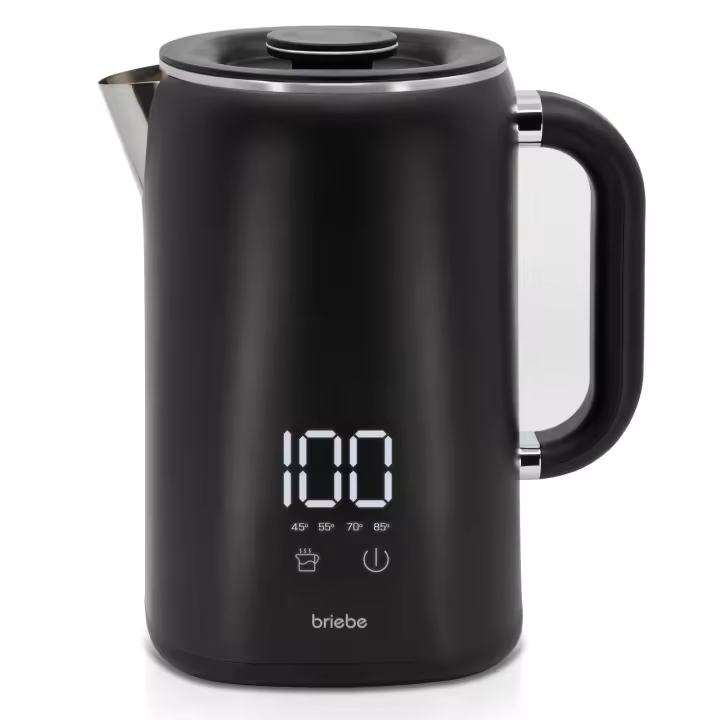 Briebe KT1175BLK i-Black Hervidor Agua Eléctrico 1,7LRegulador de Temperatura Digital 45°C a 100°C, Libre de BPA, Base de 360°, 1500W, Negro - 1
