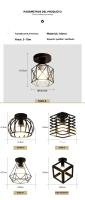 Lámpara De Techo Vintage E27 En Metal Negro Para Pasillo Foyer Aisle Iluminación Interior De Cages Para Hogar Sin Control Inteligente - details 3
