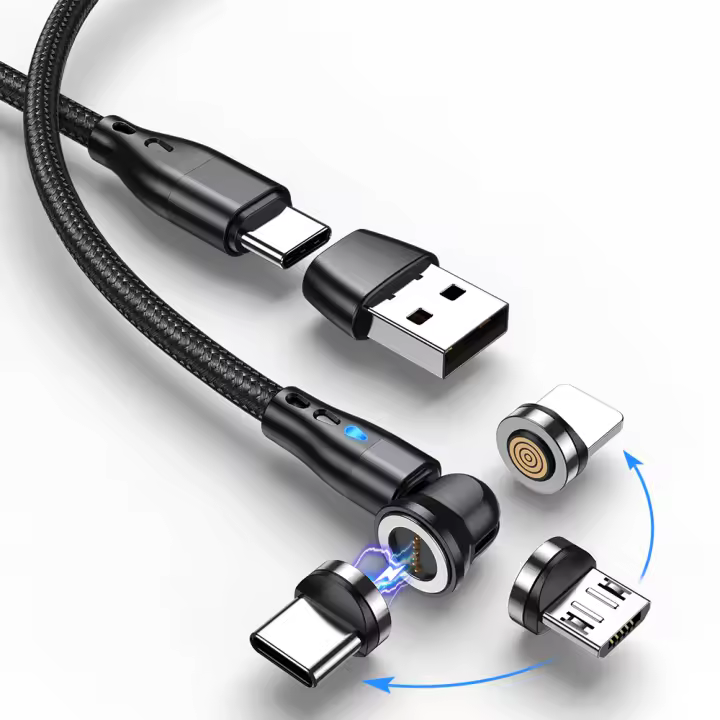 Cable Magnético AUFU 540 Rotativo 60W Carga Rápida Tipo C Para iPhone 16 15 Samsung Xiaomi Cargador Magnético Micro USB Cordón De Datos - 1