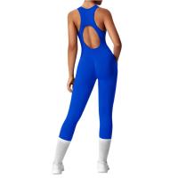 Conjunto De Yoga Para Mujer Moda Color Sólido Cuello Redondo Ajustado Fitness Ropa Deportiva Overoles De Gimnasio Sexy Ropa De Yoga - details 4