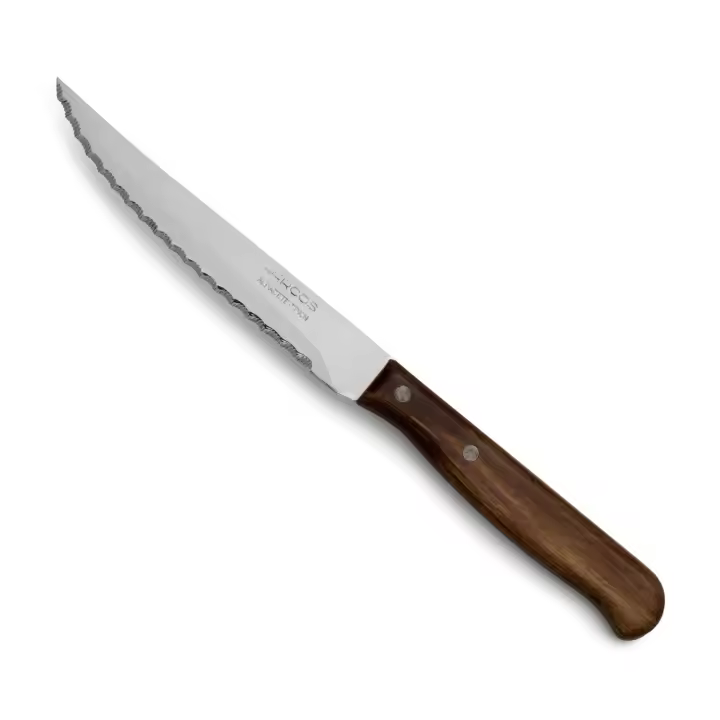 Arcos Cuchillo Chuletero Profesional - Hoja Acero Inoxidable NITRUM 105 mm, Mango Madera Comprimida, Remaches Acero Inoxidable - Serie Latina - 1