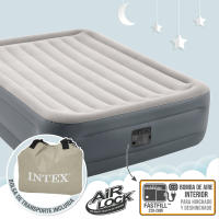 INTEX - Colchón hinchable doble, Dura-Beam Essential Rest, cama queen, 152x203x46 cm, para 2 personas, máximo 272 kg, PVC laminado, cama hinchable para interior, incluye hinchador eléctrico, con bolsa de transporte - details 2