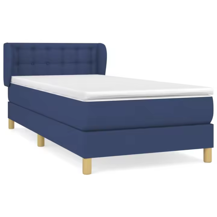 vidaXL Cama box spring con colchón tela azul 90x190 cm - 1