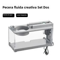 Acuario De Escritorio Micro Paisaje Silencioso Con Flujo De Agua Filtro De Estilo De Piedra Imitada Para Decoración Del Hogar - details 16