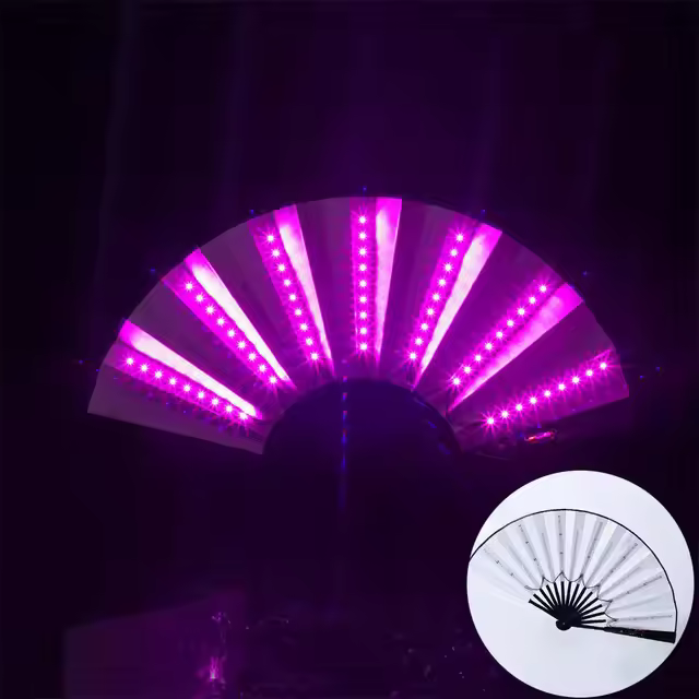 Abanico De Bambú Chino LED Brillante Para Actuaciones De Danza Y Conciertos Abanico Plegable Para Performance Y Fiesta - 1