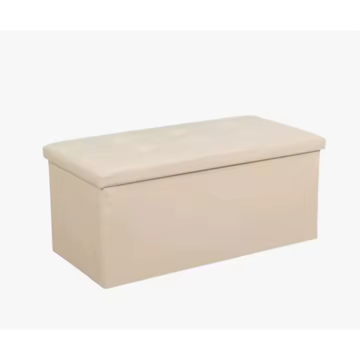 Reposiegos de almacenamiento, cajas plegables, reposabebés, banco cubo, capacidad de carga de hasta 300 kg, aptos para salón, dormitorio, entrada. Reposapiés de almacenamiento, reposapiés del asiento, material de cuero simulado, espacio amplio - 1