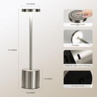 Lámpara De Mesa LED Recargable USB Luz Nocturna Táctil De 3 Colores Metal Para Decoración De Habitación Luz De Escritorio Para Exterior Y Comedor - details 4
