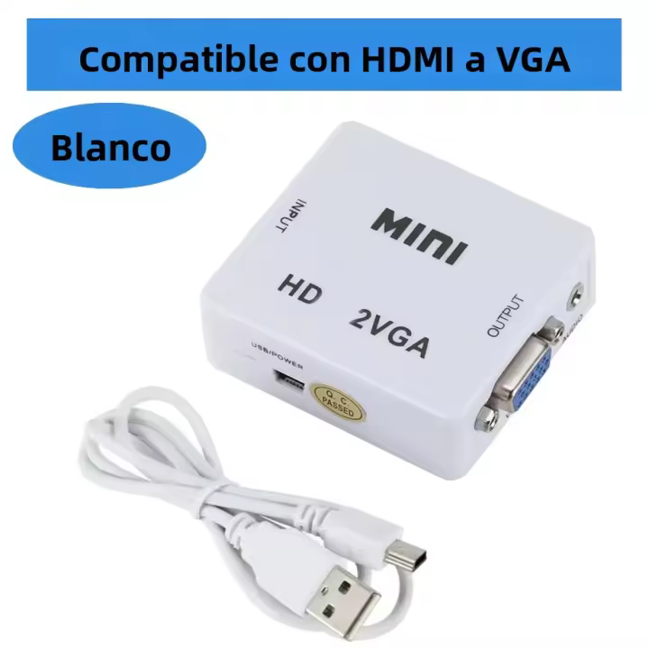 Adaptador VGA Para HDMI Compatible 1080P Convertidor De HDTV Para Laptop PC a Proyector Con Audio Adaptador VGA Para HDMI Compatible - 1