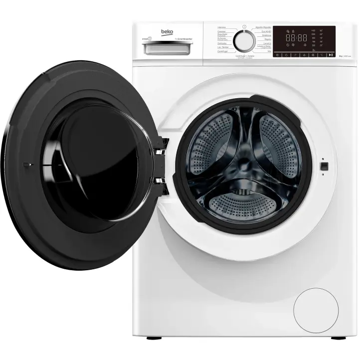 Lavadora Beko B1XW864WSPT de 8Kg Clase A y 1400Rpm | Blanco, Motor Inverter, Añade prendas - 1