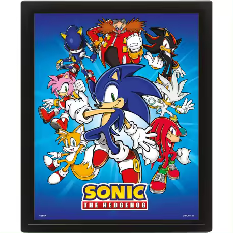 Póster 3D con marco Sonic The Heggehod - La pandilla está aquí 23,5 x 28,5cm Raíz MERCHAN-STORE Lienzo - Cuadros - Pósters - 1