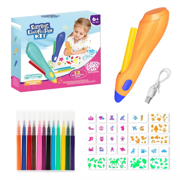 Set De Regalo De Navidad Para Niños Lápiz Espray De Acuarela Eléctrico 12 Colores Pincel Lavable Dibujo Juguetes Unisex - 1