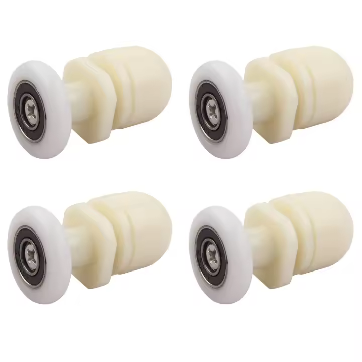 Rodillos para puerta de ducha, 4 piezas de rodillos de latón para puertas correderas de ducha (25 mm) - 1