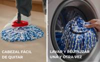 Vileda H2PrO Spin Sistema de Mopa, Doble Cámara de Separación de Agua, Escurrido sin Esfuerzo, Limpieza con Microfibra, Manos Libres, Diseño Ergonómico - details 3