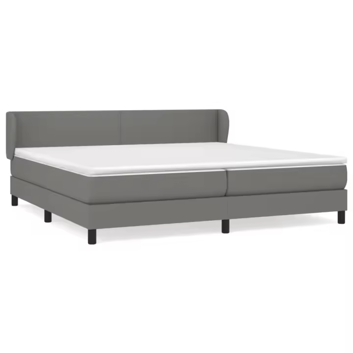 vidaXL Cama box spring con colchón tela gris oscuro 200x200 cm - 1