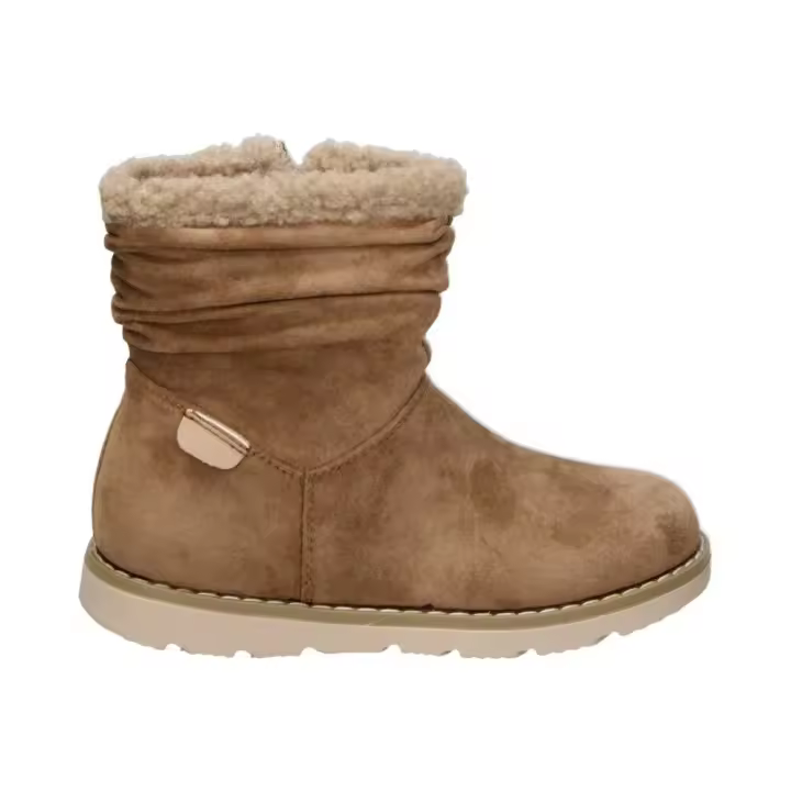 JUPIFLY | Botines Jupifly Para Niña – Botines Planos en Color Camel con Borreguito – Botines Casual con Cremallera Lateral – Cómodos y Versátiles – Combinables – Para Invierno – Modelo 8021 - 1