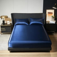 Sábana De Seda Helada De Color Sólido Talla Twin Full Queen Con Banda Elástica Sábana De Cama Natural Sin Funda De Almohada 100% Poliéster 300 TC Tatling - details 8