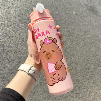 Botella De Agua Para Niños 800ML Con Pajita Y Tapa Antirotura Capybara Dibujos Animados Portátil Para Exteriores Material Plástico Reutilizable - details 8