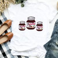 Camiseta Mujer Nutella Estampado Moda Harajuku Casual Blanca Top Verano Nuevo Ropa Femenina T-Shirt Cuello Redondo Manga Corta - details 3