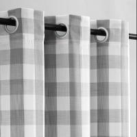 Cortinas de tela semitransparente con cuadros de búfalo en color blanco roto, cortinas con textura a cuadros, cortinas con ojales de estilo rústico para sala de estar, dormitorio, habitación de niños, 2 piezas - details 2