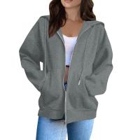 Sudadera De Mujer Con Capucha Abrigo Casual De Color Sólido Otoño E Invierno Con Bolsillos Y Cierre De Cremallera Largo Manga Para Calle - details 8