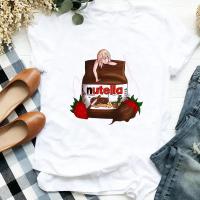 Camiseta Mujer Nutella Estampado Moda Harajuku Casual Blanca Top Verano Nuevo Ropa Femenina T-Shirt Cuello Redondo Manga Corta - details 7