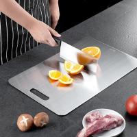 Tabla De Corte Doble Cara De Metal Con Agarre Fácil Para Hornear Tabla De Cocina Para Carne Frutas Verduras Herramienta De Cocina Rectangular Material De Titanio - details 3