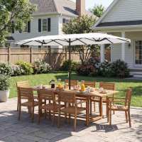 Outsunny Sombrilla Doble 4,6x2,6 m, Sombrilla Terraza Exterior con Manivela Manual, Protección UV50+, Funda Protectora, Resistente al Agua, Parasol para Jardín, Terraza, Patio - details 3