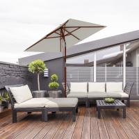 Outsunny Sombrilla de Jardín 200x150x235 cm Parasol de Terraza Rectangular Inclinable con Anti-UV Impermeable y Poste de Madera para Playa Patio - details 1