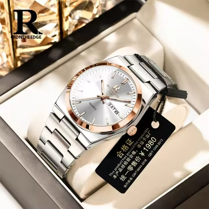 Reloj De Pulsera Para Hombre ONTHEEDGE Ultrafino Y Resistente Al Agua Con Luz Luminosa Y Calendario Cuarzo Marca Suiza - 1