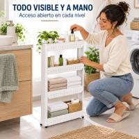 Carrito Auxiliar Estrecho con Ruedas, Estantería Organizadora Blanca de 2, 3 o 4 Niveles, Carro de Almacenamiento para Huecos y Rincones en Cocina, Mueble Auxiliar Cocina, Organizador Cocina, Almacenamiento y Accesorios para Cocina, Muebles de Cocina - details 3