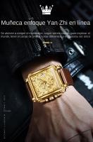 Reloj De Pulsera De Lujo Para Hombre OLEVS Cuadrado De Cuero Resistente Al Agua Luminoso Cronógrafo Marca Original Reloj - details 2