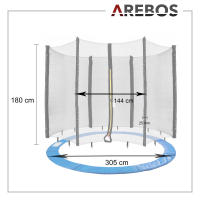 AREBOS - Cama Elástica 305 con Red para 6 Barras - Mejora Habilidades Motoras y Protege de Lesiones - details 7