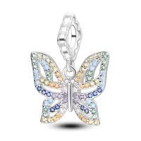 Encanto De Mariposa Plateado En Plata Con Circonia Bola Redonda Colgante Para Pulsera O Collar DIY Joyería De Moda Irregular - details 193