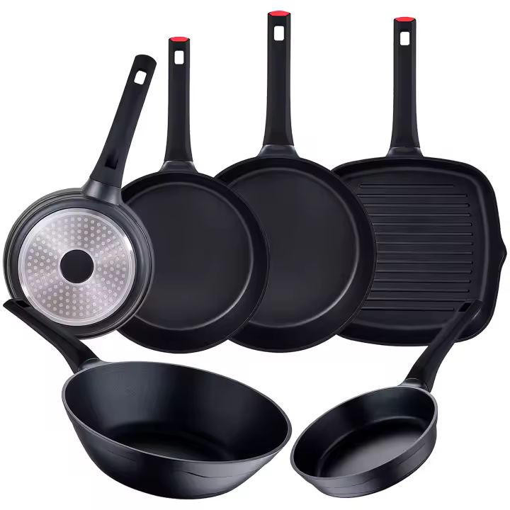 Juego de 6 sartenes SAN IGNACIO en aluminio fundido Energy Pro + con fondo apto para todos los fuegos - 1