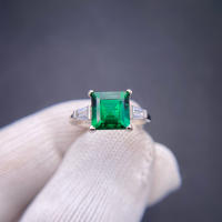 Anillo De Emeralda Sintética Creada Joyería De Zambesi Piedra Preciosa Para Mujer Plata 925 Color Regalo De Fiesta Boda - details 5