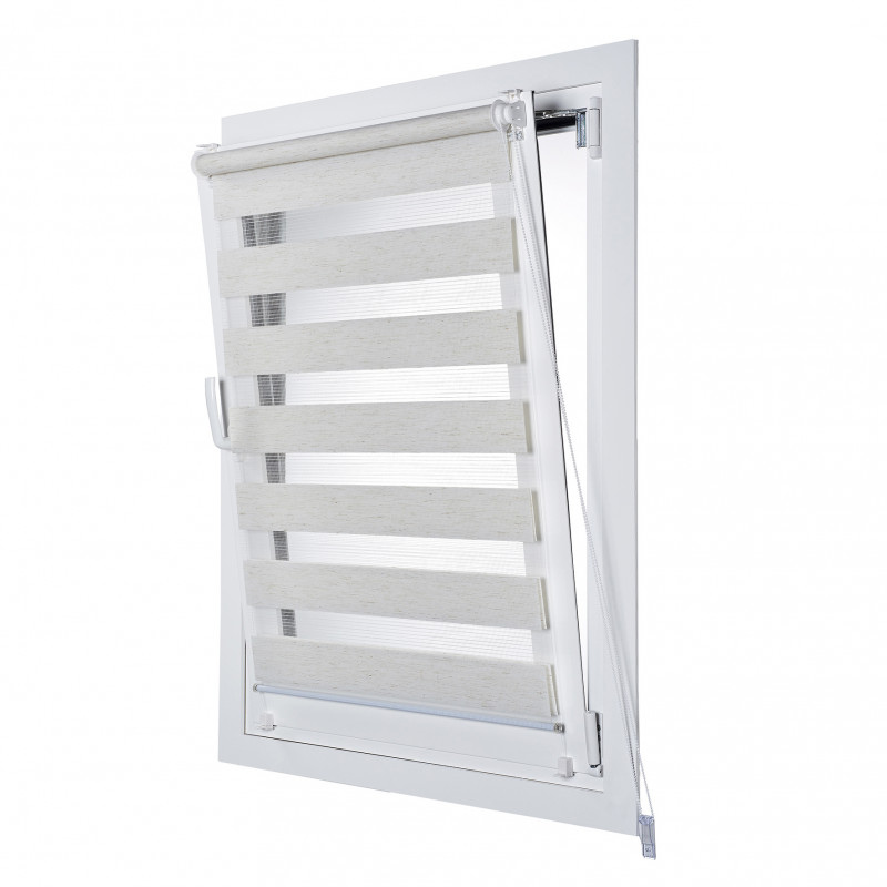 STORESDECO Estor Noche y Día Easyfix para Ventanas Abatibles, Alta Privacidad y Fácil instalación, Estores enrollables con Doble Tejido. Estores sin Taladrar para Ventanas y Puertas.