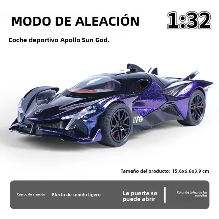 Modelo De Juguete De Aleación Apollo EVO a Escala 1:32 Con Diseño Futurista Efectos De Sonido Y Luz Acción De Resorte Ideal Para El Juego Infantil - 1