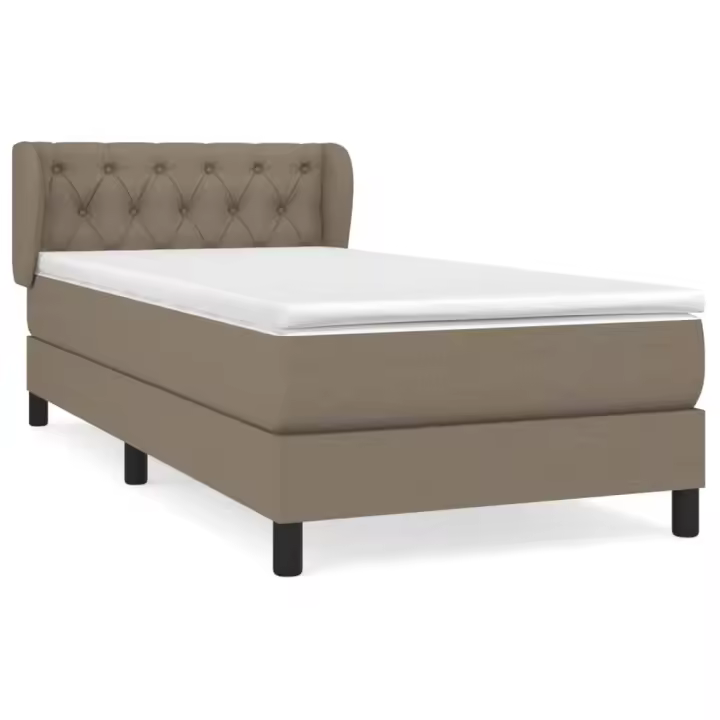 vidaXL Cama box spring con colchón tela gris taupe 80x200 cm - 1