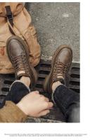 Botas De Cuero Impermeables Para Hombre Botines De Moda Casual Para Otoño Y Primavera Zapatos De Deporte De Media Calf High Para Senderismo Exterior - details 9