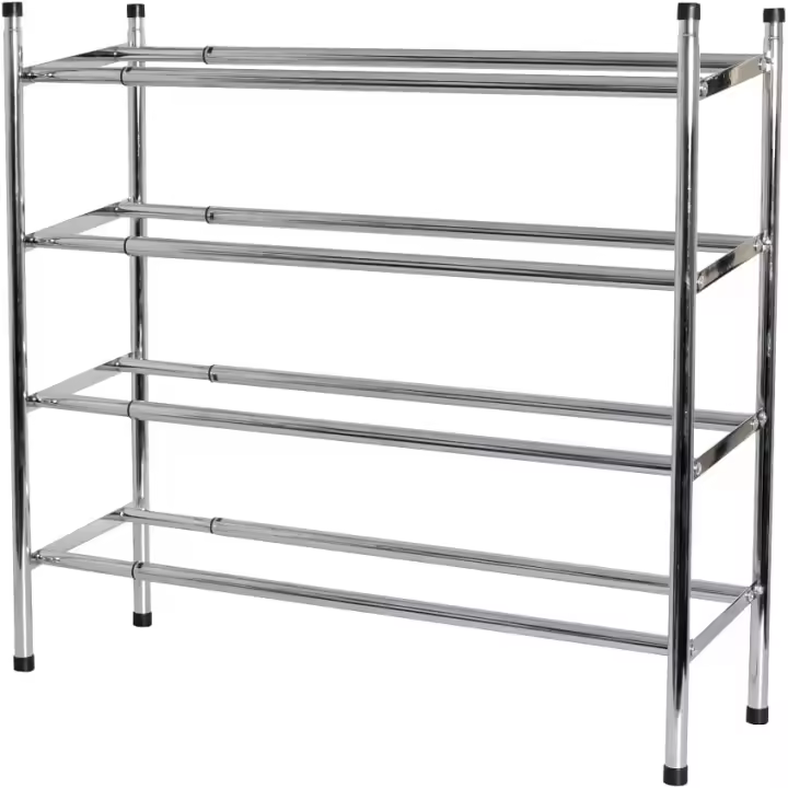 ZAPATERO METALICO CROMADO EXTENSIBLE APILABLE ESTANTE MUEBLE PARA ZAPATOS 4 BALDAS - 1