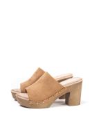 Paloma Wang sandalias mujer mules con tacón alto y plataforma efecto madera con tachas - details 9