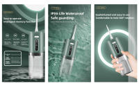 Limpiador de dientes, irrigador dental, irrigador recargable, irrigador bucal conveniente, con 5 boquillas, ajuste de niveles múltiples, resistencia al agua IPX7 diaria, batería de larga duración, adecuado para el hogar y los viajes - details 2